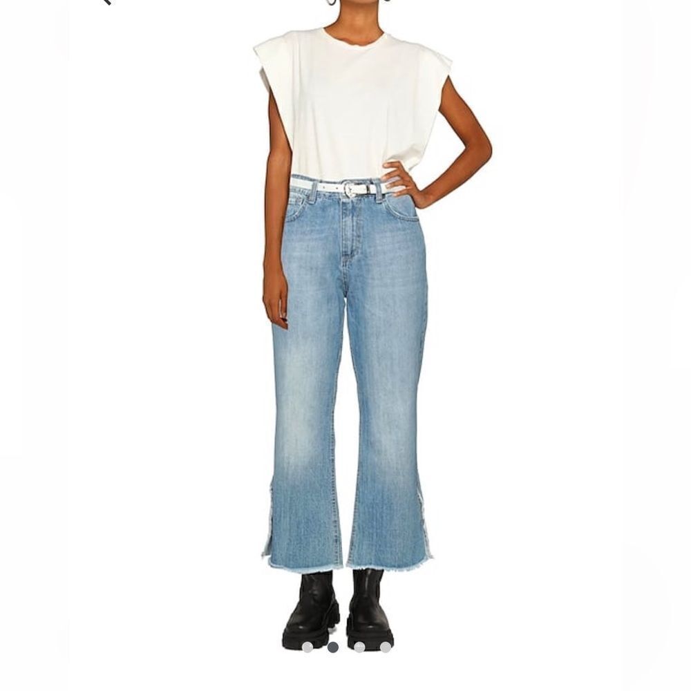 Motel. Denim Jeans  with white belt🤎